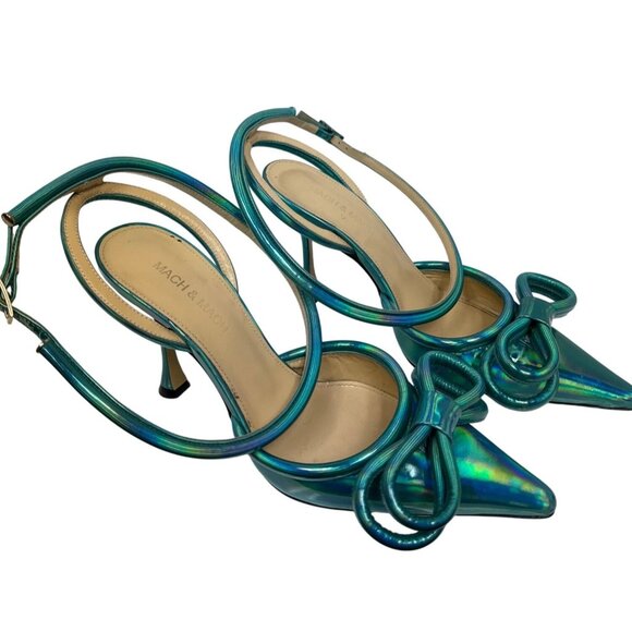 Mach & Mach Shoes - Mach & Mach Pumps Women's Double Bow Ankle Iridescent Leather  EU 36.5 US 6.5